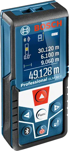 เครื่องวัดระยะเลเซอร์ Bosch GLM 50 C พร้อมจอแสดงผลแบบดิจิตอล.