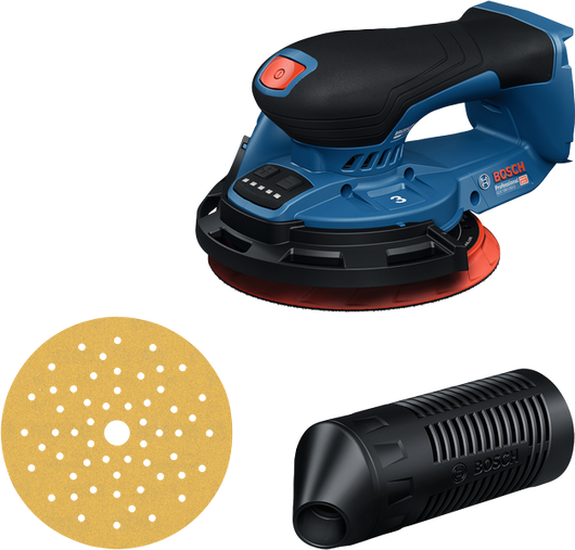 เครื่องขัดแบบสุ่มวงโคจร Bosch GEX 18V-150 พร้อมแผ่นขัดและแผ่นกรองฝุ่น