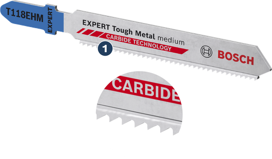 ใบเลื่อยจิ๊กซอว์ Bosch EXPERT Tough Metal ขนาดกลาง รุ่น T118EHM พร้อมฟันคาร์ไบด์