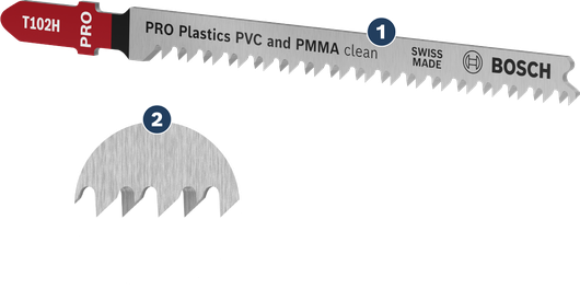 ใบเลื่อยจิ๊กซอว์ Bosch T102H สำหรับตัด PVC และ PMMA ได้อย่างสะอาดหมดจด