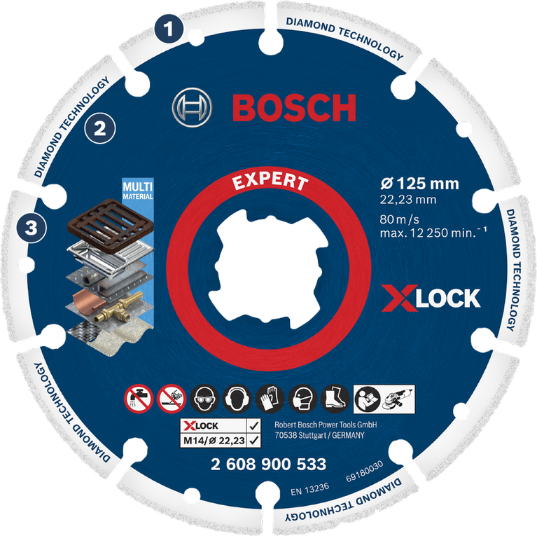 ใบตัดเพชร Bosch Expert X-LOCK หลายวัสดุ