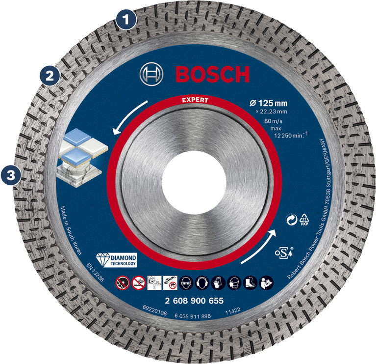การตัดกระเบื้องแข็งที่มีความแม่นยำสูง ใบตัดเพชร Bosch EXPERT HardCeramic 76 มม.