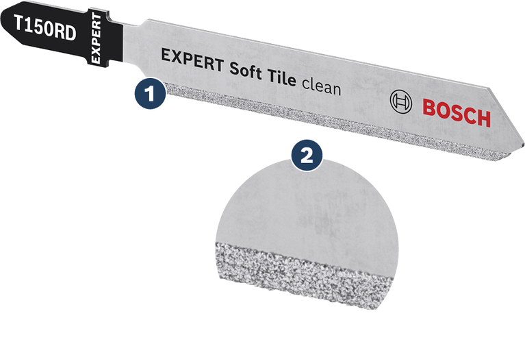 ใบเลื่อยจิ๊กซอว์ Bosch EXPERT Soft Tile Clean T150RD พร้อมขอบเพชร