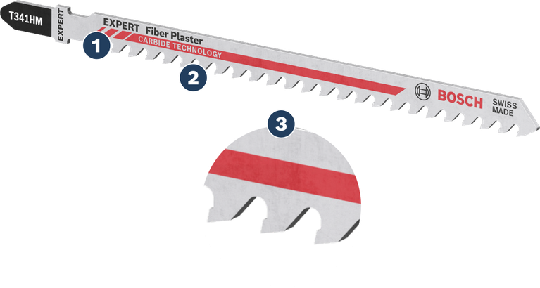 ใบเลื่อยจิ๊กซอว์ Bosch EXPERT Fiber Plaster T 341 HM สำหรับตัดปูนปลาสเตอร์ไฟเบอร์