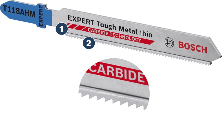 ใบเลื่อยจิ๊กซอว์ Bosch T118AHM Expert Tough Metal สำหรับโลหะบาง