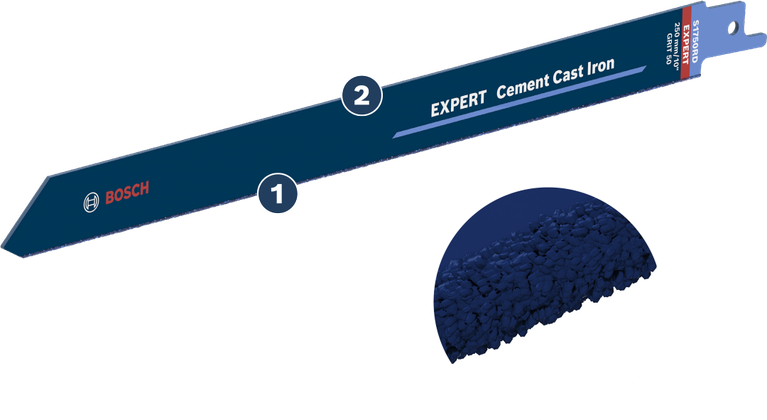 ท่อเหล็กหล่อซีเมนต์ที่มีอายุการใช้งานยาวนาน ใบเลื่อย Bosch EXPERT Cement Cast Iron S 1750 RD เม็ดทราย 50