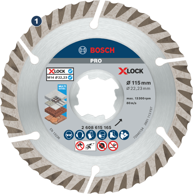 การตัดวัสดุก่อสร้างต่างๆ ได้อย่างยาวนาน ใบตัดเพชร Bosch X-LOCK 115มม. หลายวัสดุ