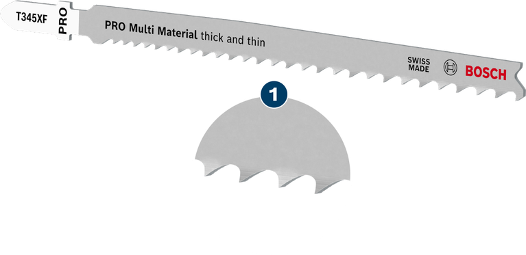 ใบเลื่อยจิ๊กซอว์ Bosch T345XF PRO Multi Material สำหรับการตัดหนาและบาง