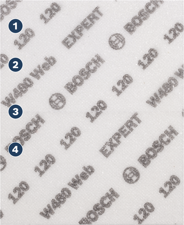 แผ่นขัดกระดาษทราย Bosch W480 เบอร์ 120 สำหรับการขัดละเอียด.