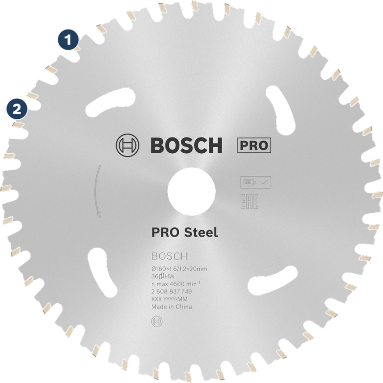 ใบเลื่อยวงเดือนเหล็ก Bosch PRO สำหรับตัดโลหะ