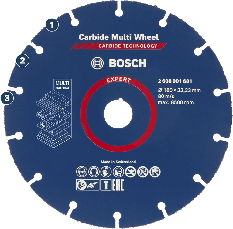 ใบตัด Bosch Carbide Multi Wheel สำหรับวัสดุหลายชนิด