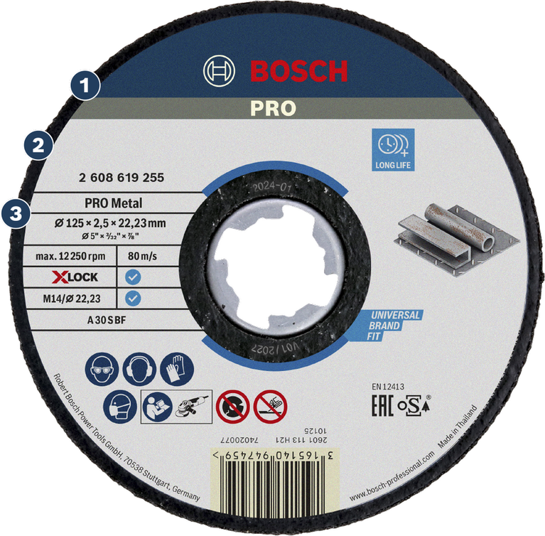 การตัดโลหะที่มีอายุการใช้งานยาวนาน ใบตัด Bosch PRO Metal Bonded X-Lock 115 มม.