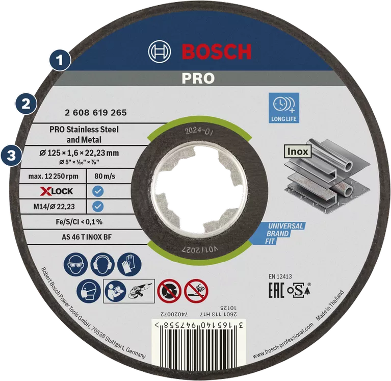 การตัดเหล็กไร้สนิมและโลหะได้อย่างยาวนาน ใบตัดโลหะและสแตนเลส Bosch PRO X-Lock
