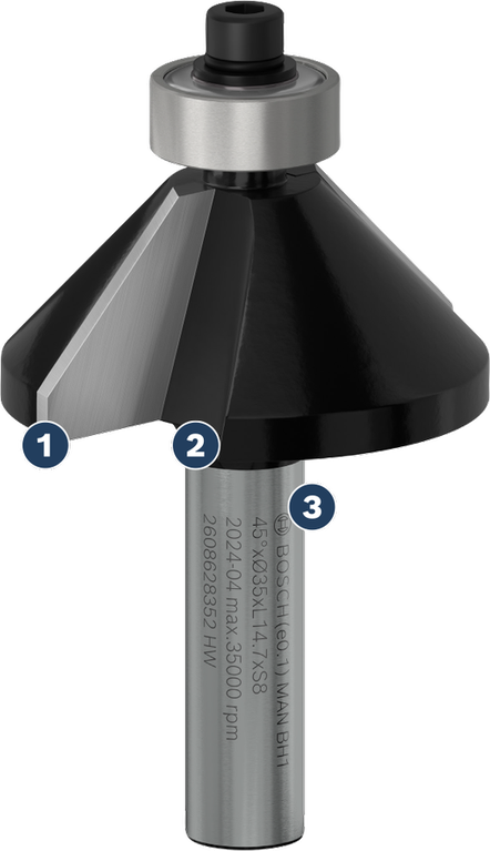 ดอกกัดมุมเฉียง Bosch สำหรับการตัดขอบมุมเอียง