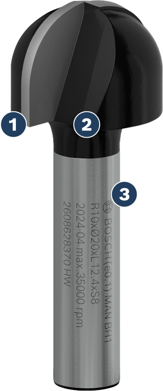 ดอกกัดมุมกลม Bosch สำหรับการขึ้นรูปไม้