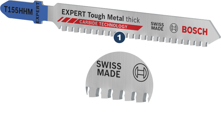ใบเลื่อยจิ๊กซอว์ Bosch EXPERT Tough Metal หนา T155HHM ฟันคาร์ไบด์