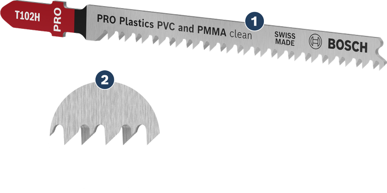 ใบเลื่อยจิ๊กซอว์ Bosch T102H สำหรับตัด PVC และ PMMA ได้อย่างสะอาดหมดจด