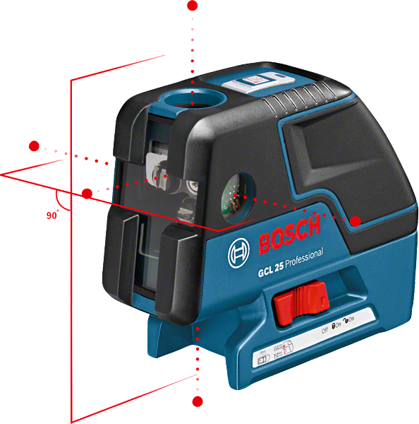 เครื่องมือวัดระดับเลเซอร์ Bosch GCL 25 แบบผสมผสาน พร้อมเส้นบอกระดับแนวนอนและแนวตั้ง
