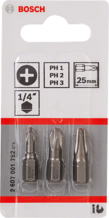 ชุดไขควง Bosch 3 ชิ้น แข็งพิเศษ ขนาด 1/4″.