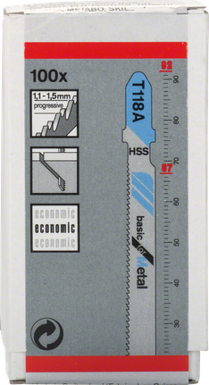 ใบเลื่อยจิ๊กซอว์ Bosch T118A HSS สำหรับงานตัดโลหะ