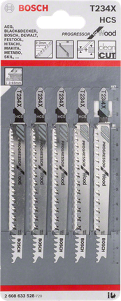 ใบเลื่อยจิ๊กซอว์ Bosch T 234 X 3/8″ ไม้.