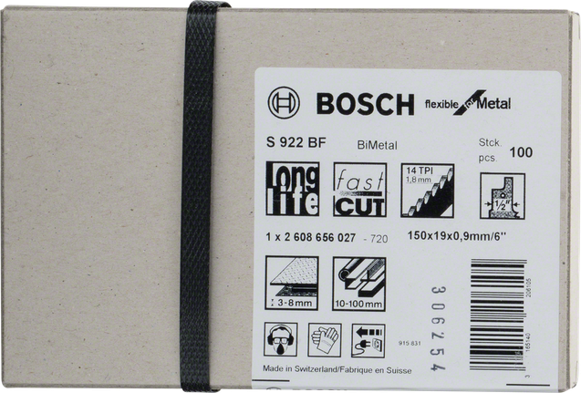 ใบเลื่อยโลหะ Bosch S 922 BF BiMetal สำหรับตัดโลหะ