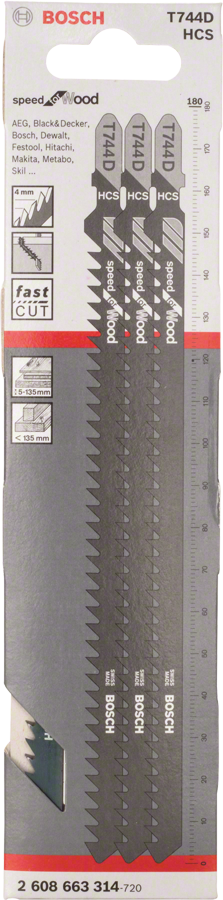 ใบเลื่อยจิ๊กซอว์ Bosch รุ่น T 744 D สำหรับตัดไม้ได้อย่างรวดเร็ว