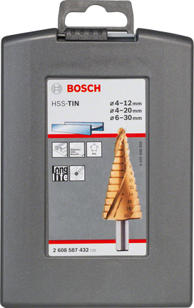 ชุดดอกสว่านขั้นบันได Bosch HSS-TiN 4-12/4-20/6-30 มม.