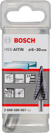 ดอกสว่านเจาะขั้นบันได Bosch HSS-AlTiN 6–30 มม.
