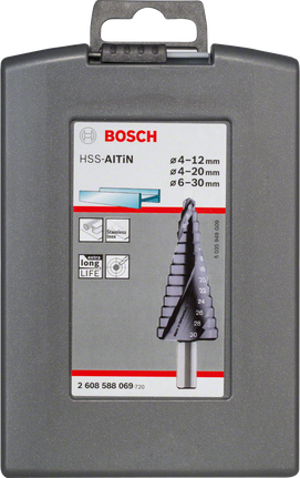 ชุดดอกสว่านขั้นบันได Bosch HSS-AlTiN 4–12/4–20/6–30 มม.