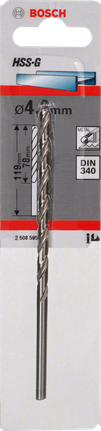 ดอกสว่านโลหะ HSS-G, DIN 340 ดอกสว่านเจาะโลหะ Bosch HSS-G 4 มม.