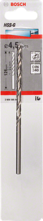 ดอกสว่านโลหะ HSS-G, DIN 340 ดอกสว่านเจาะโลหะ Bosch HSS-G ขนาด 4.5 มม.