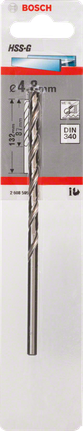 ดอกสว่านโลหะ HSS-G, DIN 340 ดอกสว่านเจาะโลหะ Bosch HSS-G DIN 340 ขนาด 4.8 มม.