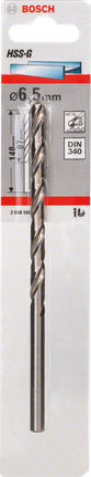ดอกสว่านโลหะ HSS-G, DIN 340 ดอกสว่านเจาะโลหะ Bosch HSS-G ขนาด 6.5 มม.
