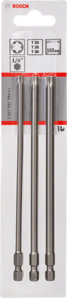 ชุดดอกสว่าน Torx แข็งพิเศษ 3 ชิ้น Bosch ขนาด 152 มม.