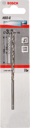 ดอกสว่านโลหะ HSS-G, DIN 340 ดอกสว่านเจาะโลหะ Bosch HSS-G DIN 340 ขนาด 3.2 มม.