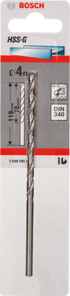 ดอกสว่านโลหะ HSS-G, DIN 340 ดอกสว่านเจาะโลหะ Bosch HSS-G ขนาด 4มม.