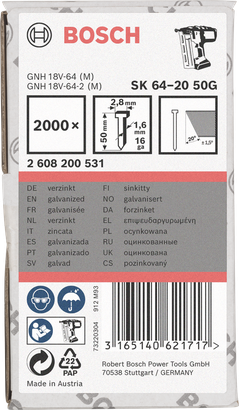 Object #200174717: 2608200531_bo_pro_p_f_1 ตะปูเคลือบสังกะสี Bosch SK64-20 50G 2,000 2.0″
