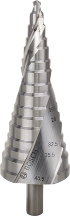 ดอกสว่านขั้นบันได Bosch HSS M10-M40 สำหรับการขยายรูอย่างแม่นยำ.