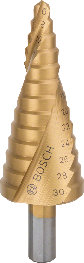 ดอกสว่านขั้นบันได Bosch HSS-TiN สำหรับขนาดรู 6-30 มม.