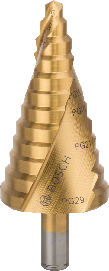 ดอกสว่านขั้นบันได Bosch HSS-TiN สำหรับรูขนาด 6-37 มม.