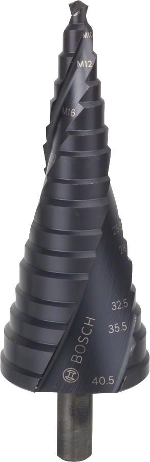 ดอกสว่านเจาะขั้นบันได Bosch HSS-AlTiN สำหรับรูขนาด M10-M40