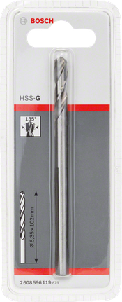 ดอกสว่าน Bosch HSS-G 6.35×102 มม.