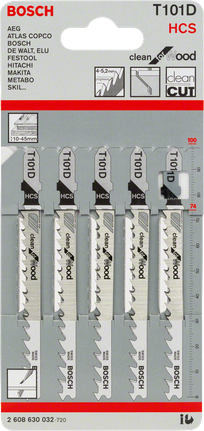 ใบเลื่อยจิ๊กซอว์ Bosch T 101 D สำหรับงานไม้.