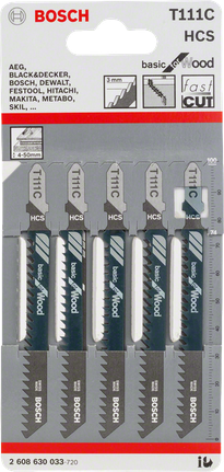 ใบเลื่อยจิ๊กซอว์ Bosch T 111 C ไม้ 3 มม.