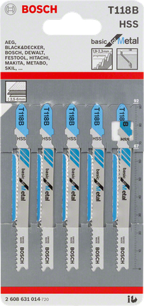ใบเลื่อยจิ๊กซอว์ Bosch T118B 3/8″ โลหะ.