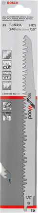 ใบเลื่อยฉลุ Bosch S 1531L สำหรับงานไม้