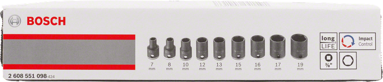 ชุด Bosch 9 ชิ้น 7–19 มม. 3/8″.