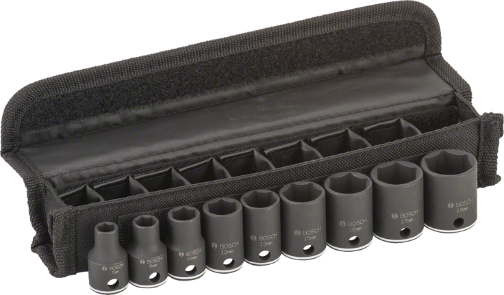 ชุด Bosch 9 ชิ้น 7-19 มม. ในเคส.