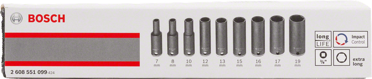 ชุด Bosch 9 ชิ้น ยาวพิเศษ 7–19 มม.